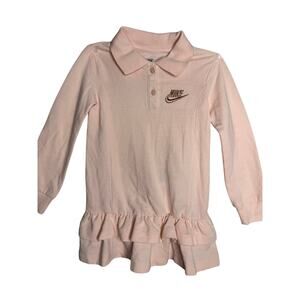 Nike Baby Girl's Polo Dress Long Sleeves & Ruffled Skirt Color Pink Size 3T